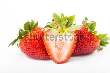 клубники ягодные поперечное сечение изолированный белый красный Сток-фото © hin255