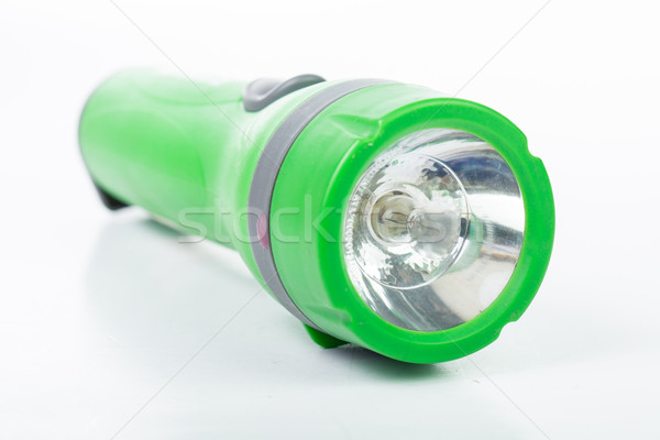 Yeşil el feneri yalıtılmış beyaz güvenlik enerji Stok fotoğraf © hin255