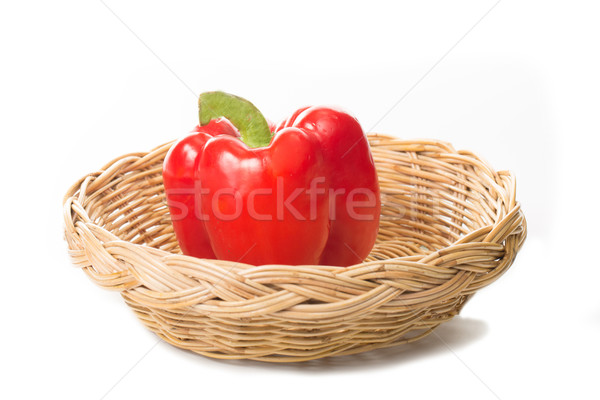 Foto stock: Vermelho · páprica · isolado · branco · verde · alimentação