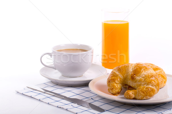 Croissants café da manhã comida branco pano Foto stock © hin255