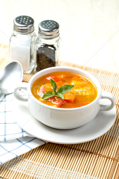 Gemüsesuppe Tomaten Kartoffel Karotte Essen Platte Stock foto © hin255