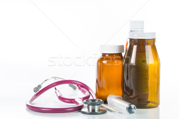 Pillole droga contenitore isolato bianco sfondo Foto d'archivio © hin255