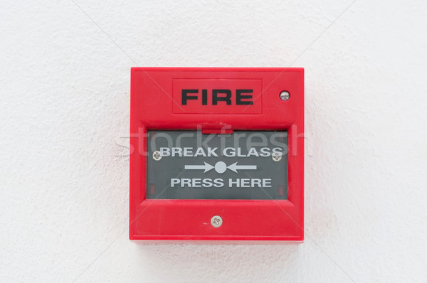 Tűz doboz fal épület biztonság felirat Stock fotó © hinnamsaisuy