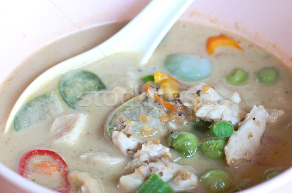 Thai Food green Curry fish Stock photo © hinnamsaisuy