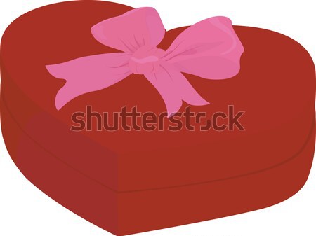 Red heart shape box with cap isolated on white background pink bow Stock photo © Hipatia