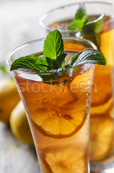 Jegestea frissítő citrom menta étel nyár Stock fotó © hitdelight