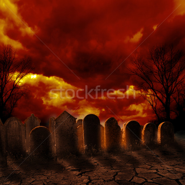 Cementerio ardor cielo diseno cruz Foto stock © hitdelight