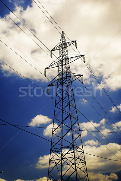 Potere torre torri cielo blu nubi business Foto d'archivio © hitdelight