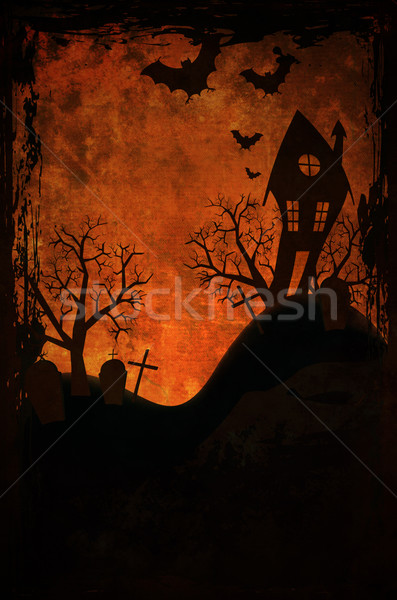 Halloween projektu domu cmentarz księżyc tle Zdjęcia stock © hitdelight