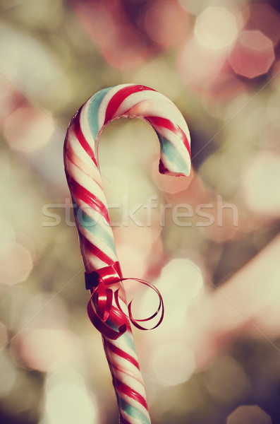 Candy Zuckerrohr Weihnachten Lichter Hintergrund Geschenk Stock foto © hitdelight