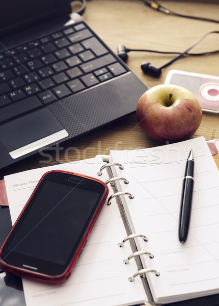 Stockfoto: Werken · bureau · ochtend · Open · ontwerper · laptop