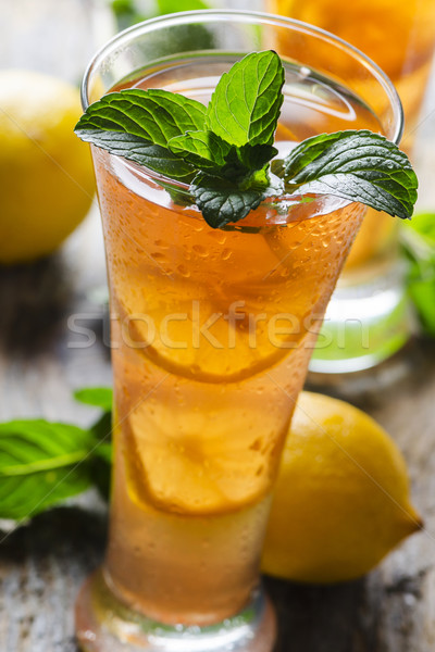 Eistee erfrischend Zitrone mint Essen Sommer Stock foto © hitdelight