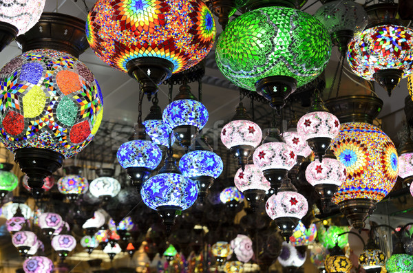 Lanternas lâmpadas turco bazar vidro Foto stock © hitdelight