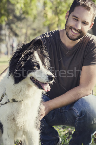 Man with his dog Stock photo © hitdelight