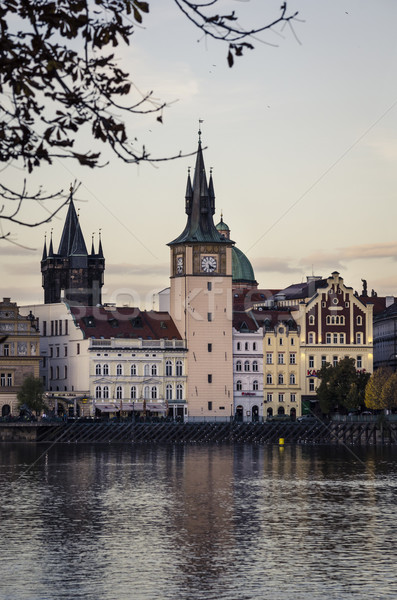 Foto d'archivio: Praga · view · acqua · clock · panorama · ponte