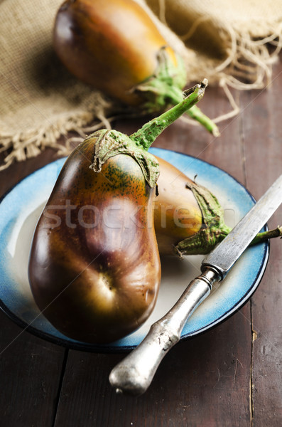 Patlıcan taze rustik ahşap masa gıda doğa Stok fotoğraf © hitdelight