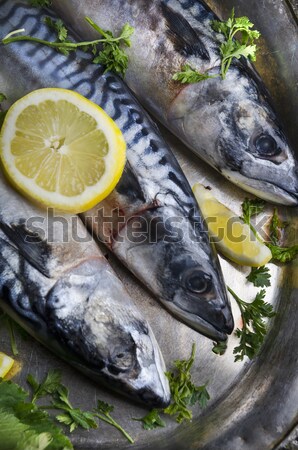 Ezüst tányér citrom étel vacsora piac Stock fotó © hitdelight