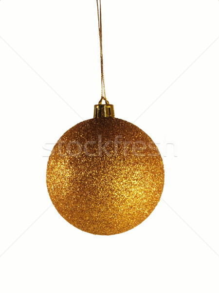 [[stock_photo]]: Or · Noël · ornement · balle · isolé · blanche