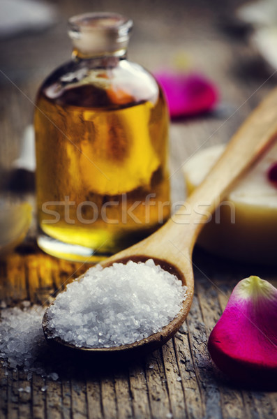 Sea salt and aromatic oil Stock photo © hitdelight