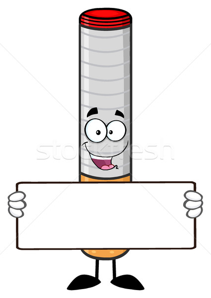 Electronic Cigarette Cartoon Mascot Character Holding A Blank Sign Stock photo © hittoon