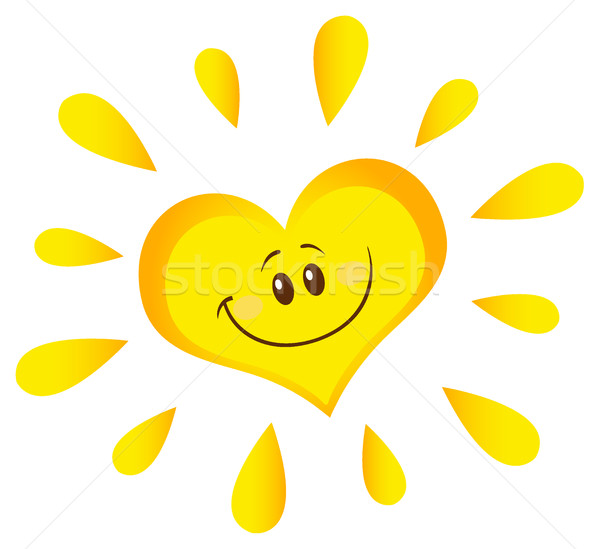 Smiling Sun Heart Cartoon Mascot Character In Gradient Stock photo © hittoon