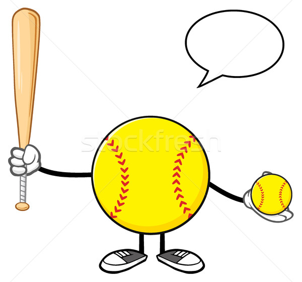 Softball giocatore mascotte carattere bat Foto d'archivio © hittoon
