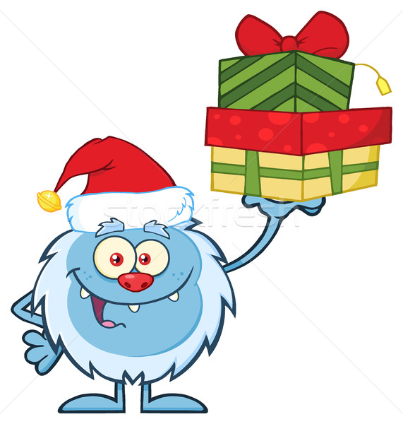 Cute Christmas Monster Yeti Bigfoot Vector. Holiday Cartoon Mascot