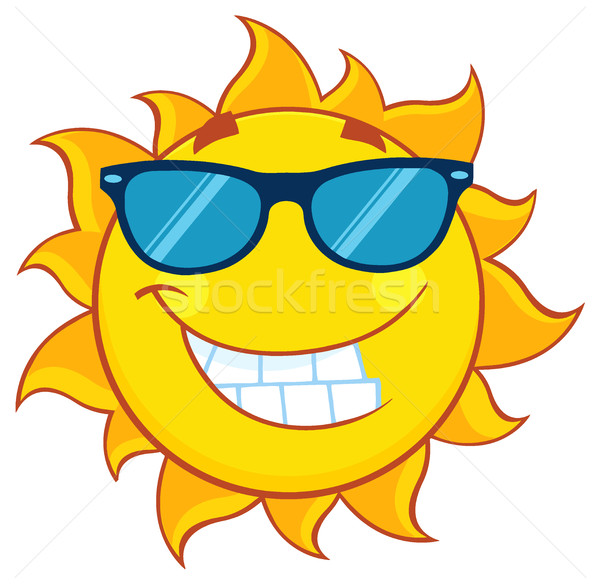 Smiling Summer Sun Cartoon Mascot Character With Sunglasses Stock photo © hittoon