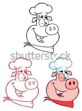 Black And White Chef Male Caveman Cartoon Mascot Character Holding A Big Burger Stock photo © hittoon