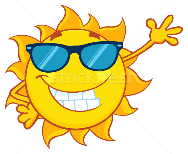 Mosolyog nap rajzfilm kabala karakter napszemüveg integet Stock fotó © hittoon