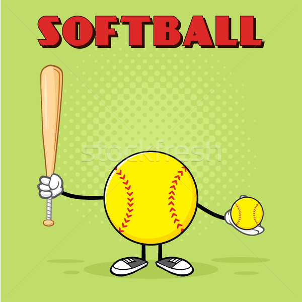 Softball giocatore mascotte carattere bat Foto d'archivio © hittoon