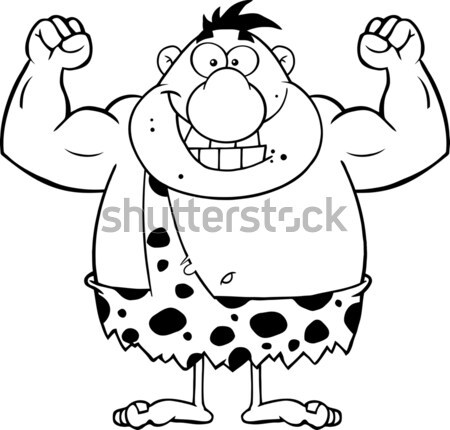 Black And White Smiling Cave Woman Cartoon Mascot Character With Open Arms For A Hug Stock photo © hittoon