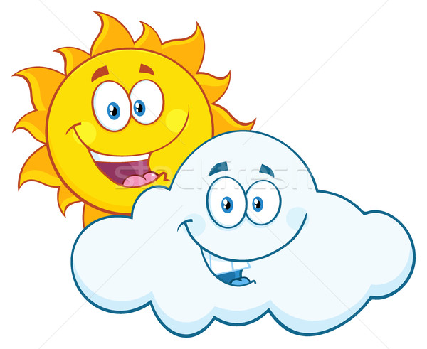 Glücklich Sommer Sonne lächelnd Wolke Maskottchen Stock foto © hittoon