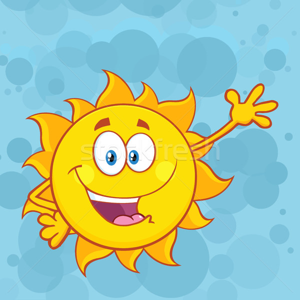 Cute Sun Cartoon Mascot Character Waving For Greeting Stock photo © hittoon