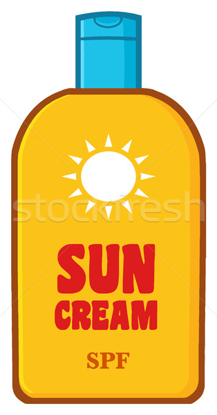 Desenho animado garrafa protetor solar texto sol creme Foto stock © hittoon