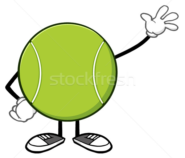 Tennis Ball Faceless Cartoon Mascot Character Waving Stock photo © hittoon