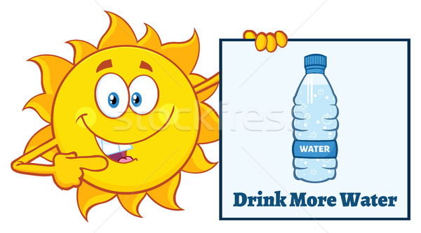 Sprechen Sonne Cartoon-Maskottchen Zeichen Hinweis Zeichen Stock foto © hittoon