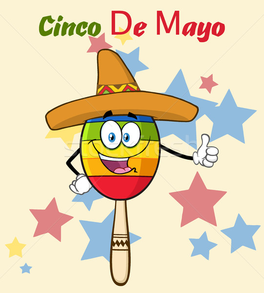 Glücklich farbenreich mexican Cartoon-Maskottchen Zeichen Sombrero Stock foto © hittoon