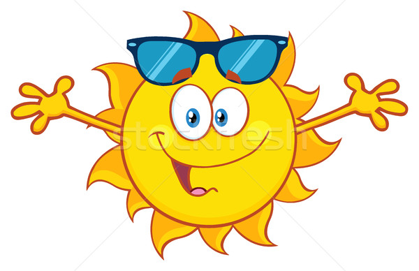 Yaz güneş karikatür maskot karakter güneş gözlüğü gülen Stok fotoğraf © hittoon