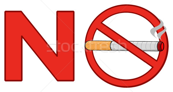 Czerwony podpisania papierosów ilustracja odizolowany Zdjęcia stock © hittoon