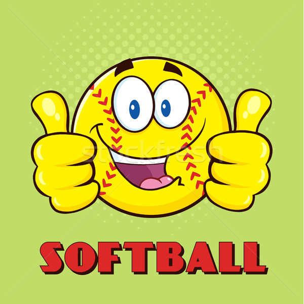Happy Softball Cartoon Character Giving A Double Thumbs Up Stock photo © hittoon