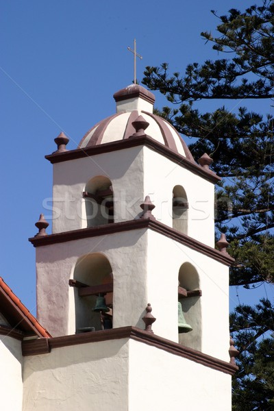 Dzwon wieża misji niebo budynku krzyż Zdjęcia stock © hlehnerer