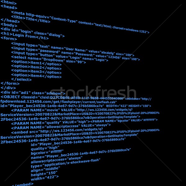 Zdjęcia stock: Html · niebieski · kodu · tekst · czarny · komputera