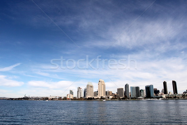 Skyline San Diego water bewolkt blauwe hemel Stockfoto © hlehnerer