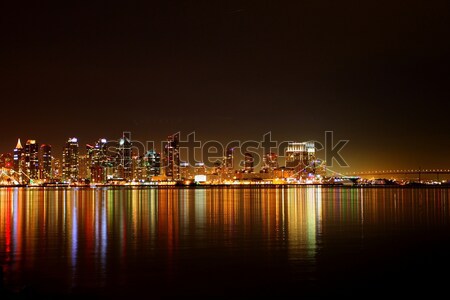 San Diego linha do horizonte noite reflexão água céu Foto stock © hlehnerer