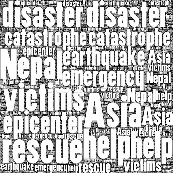 Foto stock: Nepal · terremoto · palavra · salada · nuvem · ilustração