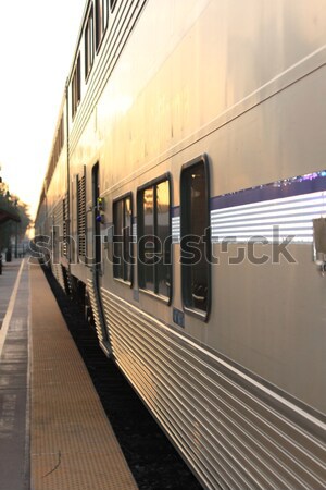 Trem vista lateral em pé estação transporte seguir Foto stock © hlehnerer