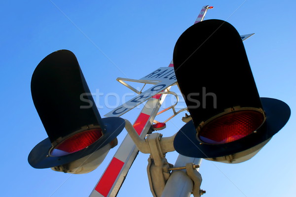 Rail ferrocarril senal cielo metal Foto stock © hlehnerer