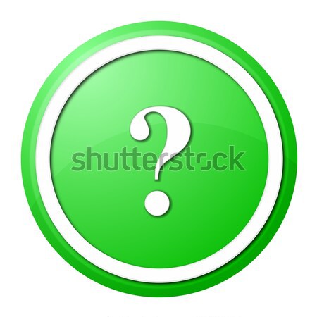 Foto stock: Verde · ponto · de · interrogação · botão · branco · anel · web · design