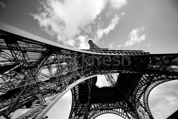 Foto stock: Eiffel · Tower · fondo · París · Francia · gran · angular · vista